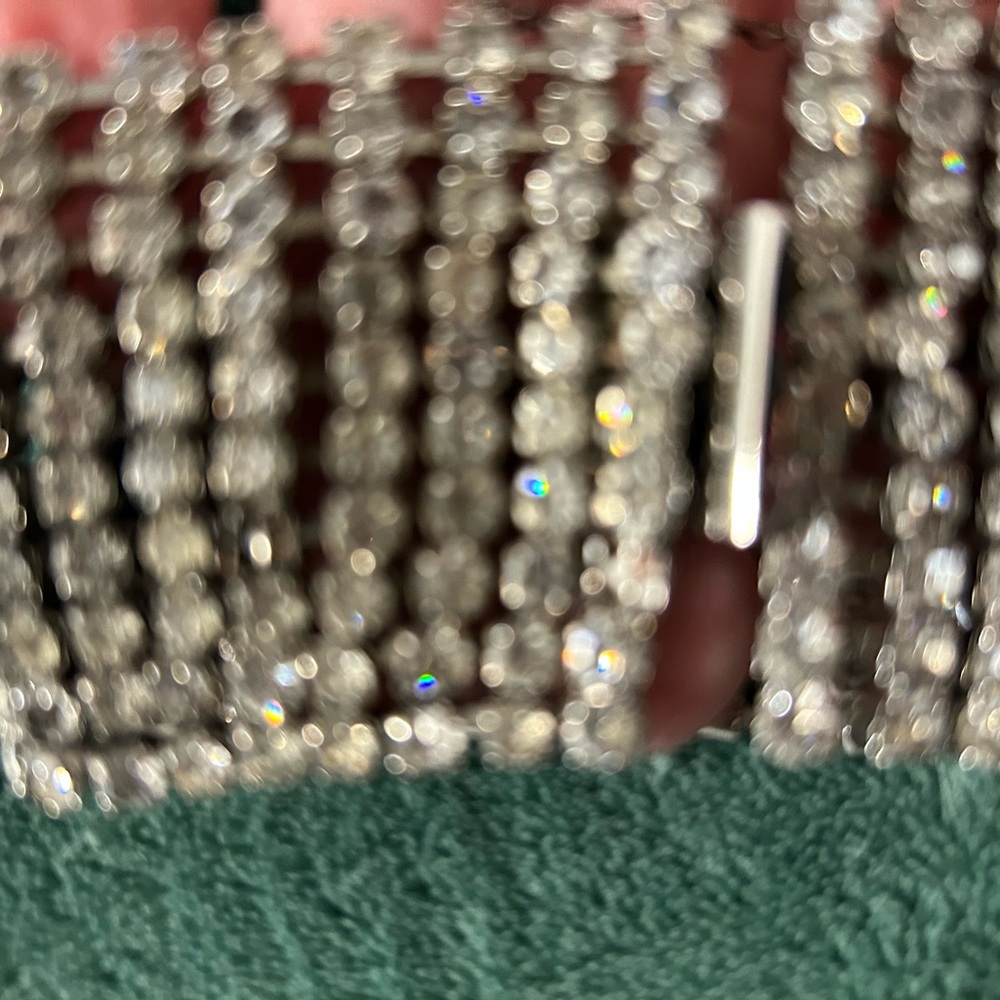 Sparkling Silver Rhinestone Cuff Bracelet -vintage 1940-1950’s.